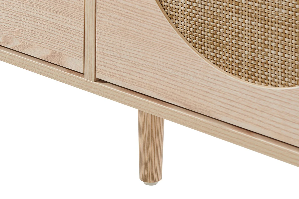 Shangri La Tallow Shoe Cabinet 4 Drawer Rattan Front - Image 10