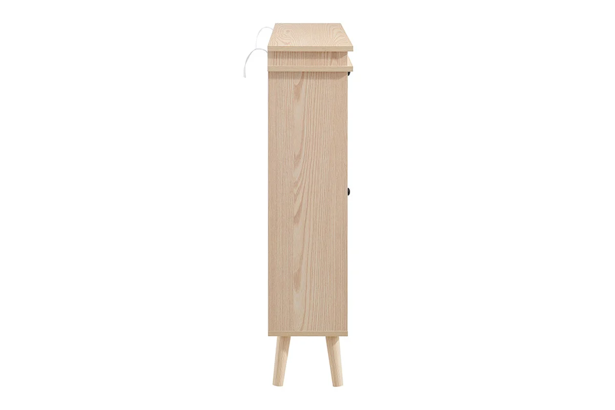 Shangri La Tallow Shoe Cabinet 4 Drawer Rattan Front - Image 4