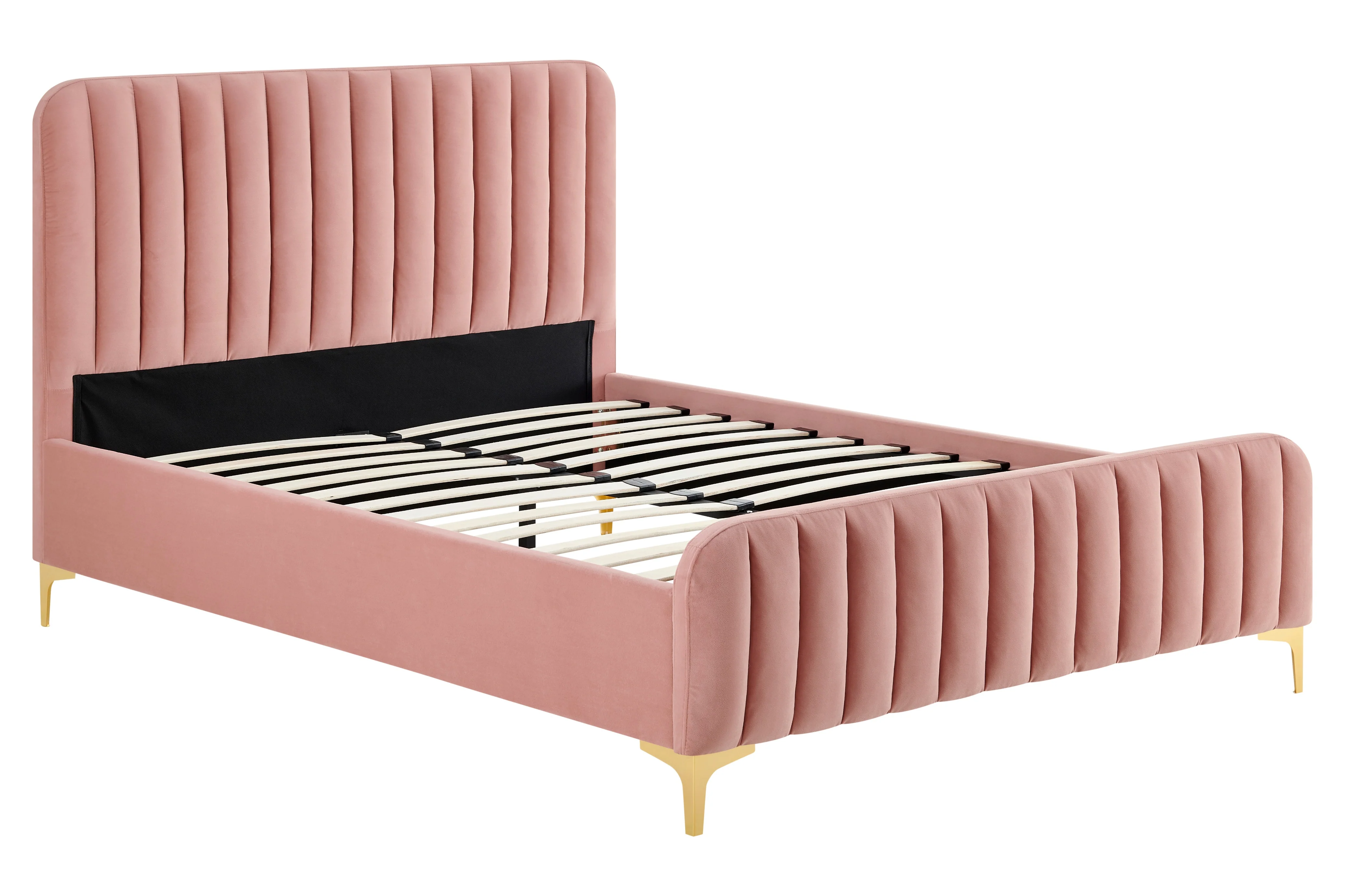 Shangri La Victoria Bed Frame Blush Velvet Double - Image 3