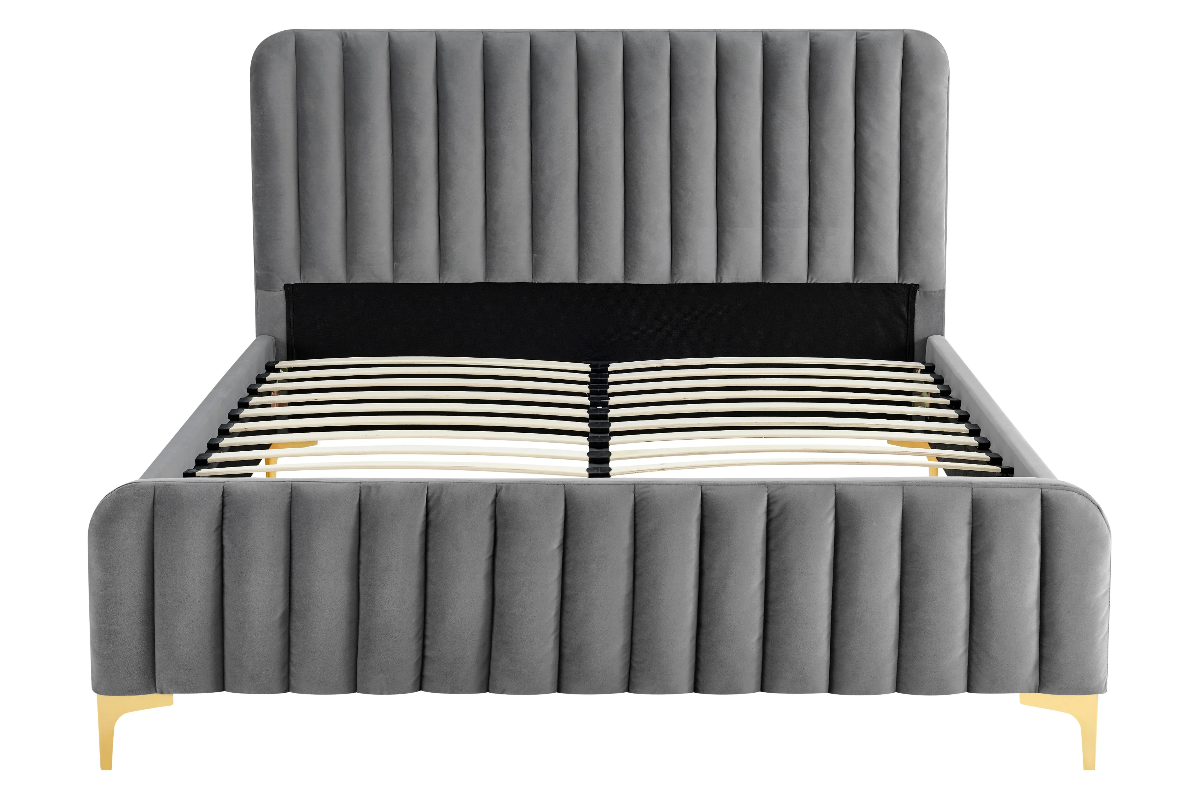 Shangri La Victoria Bed Frame Grey Velvet Queen - Image 2