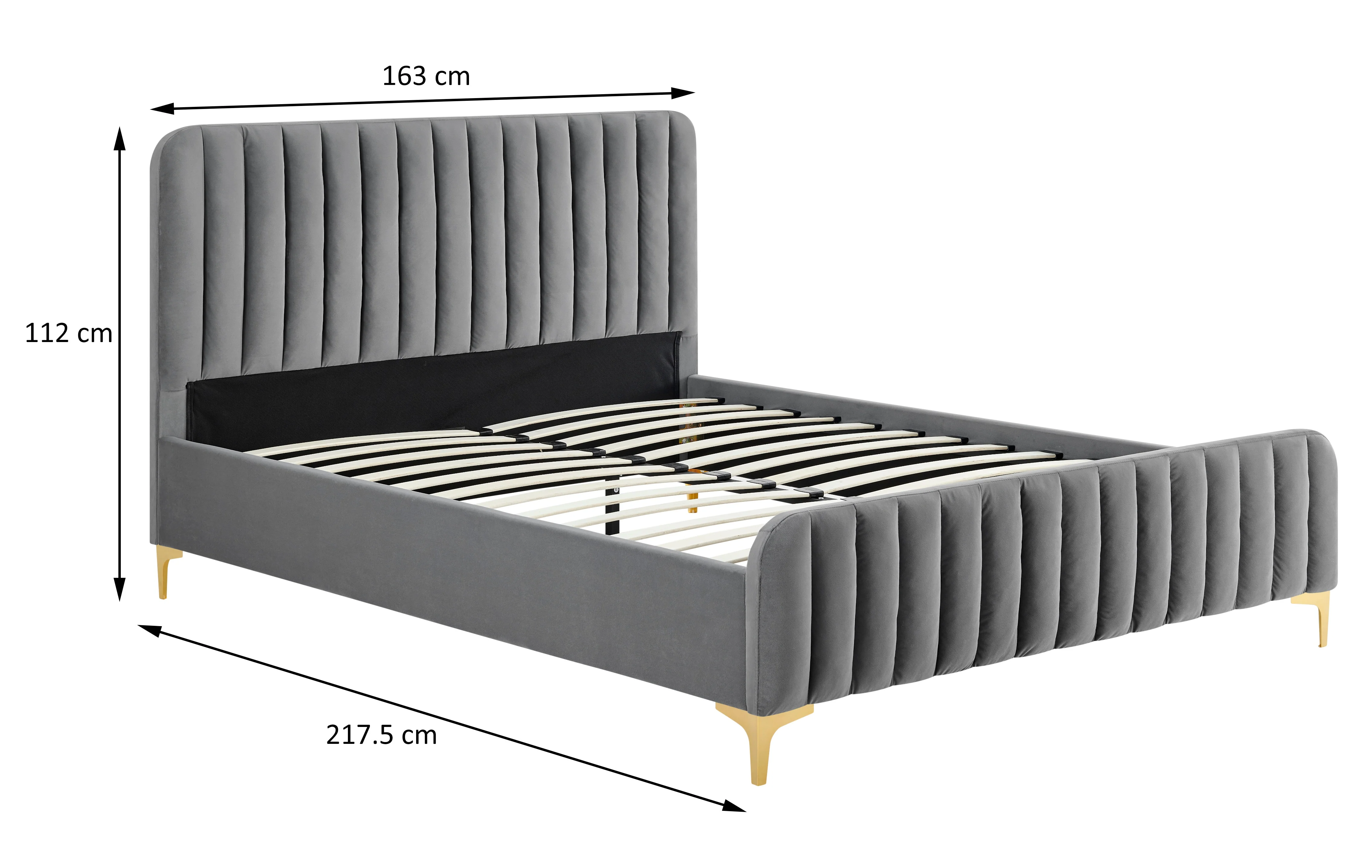 Shangri La Victoria Bed Frame Grey Velvet Queen - Image 3
