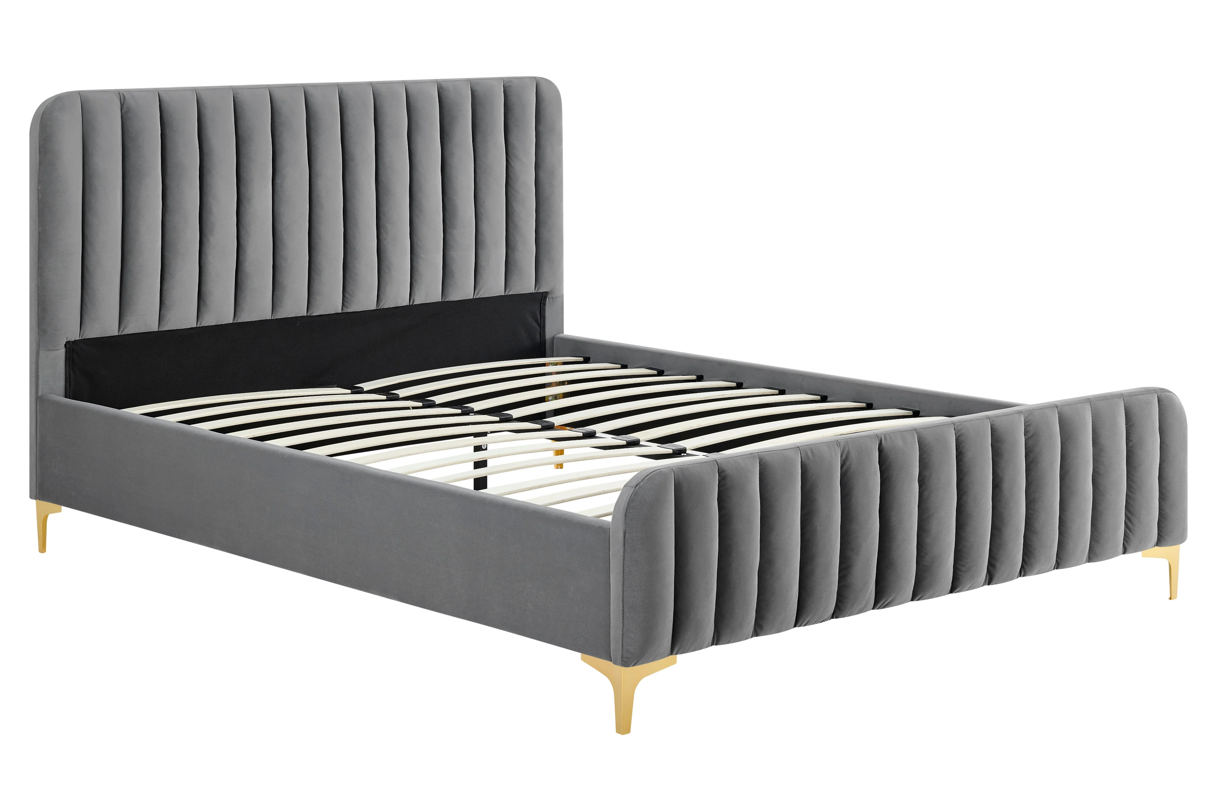 Shangri La Victoria Bed Frame Grey Velvet Queen - Image 4