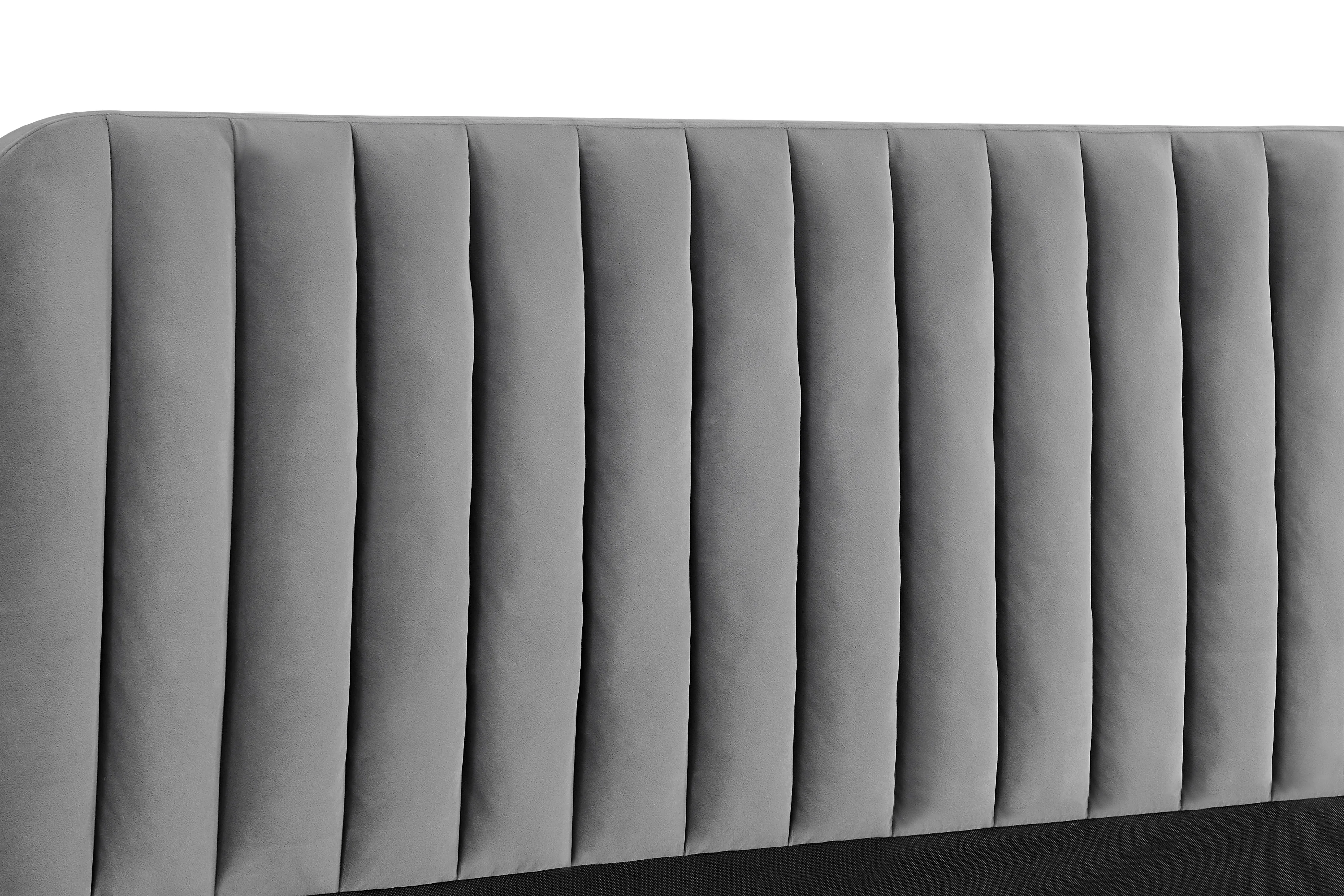 Shangri La Victoria Bed Frame Grey Velvet Queen - Image 5