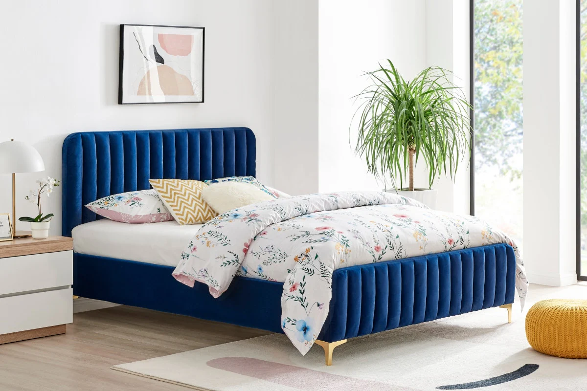 Shangri La Victoria Bed Frame Navy Velvet King