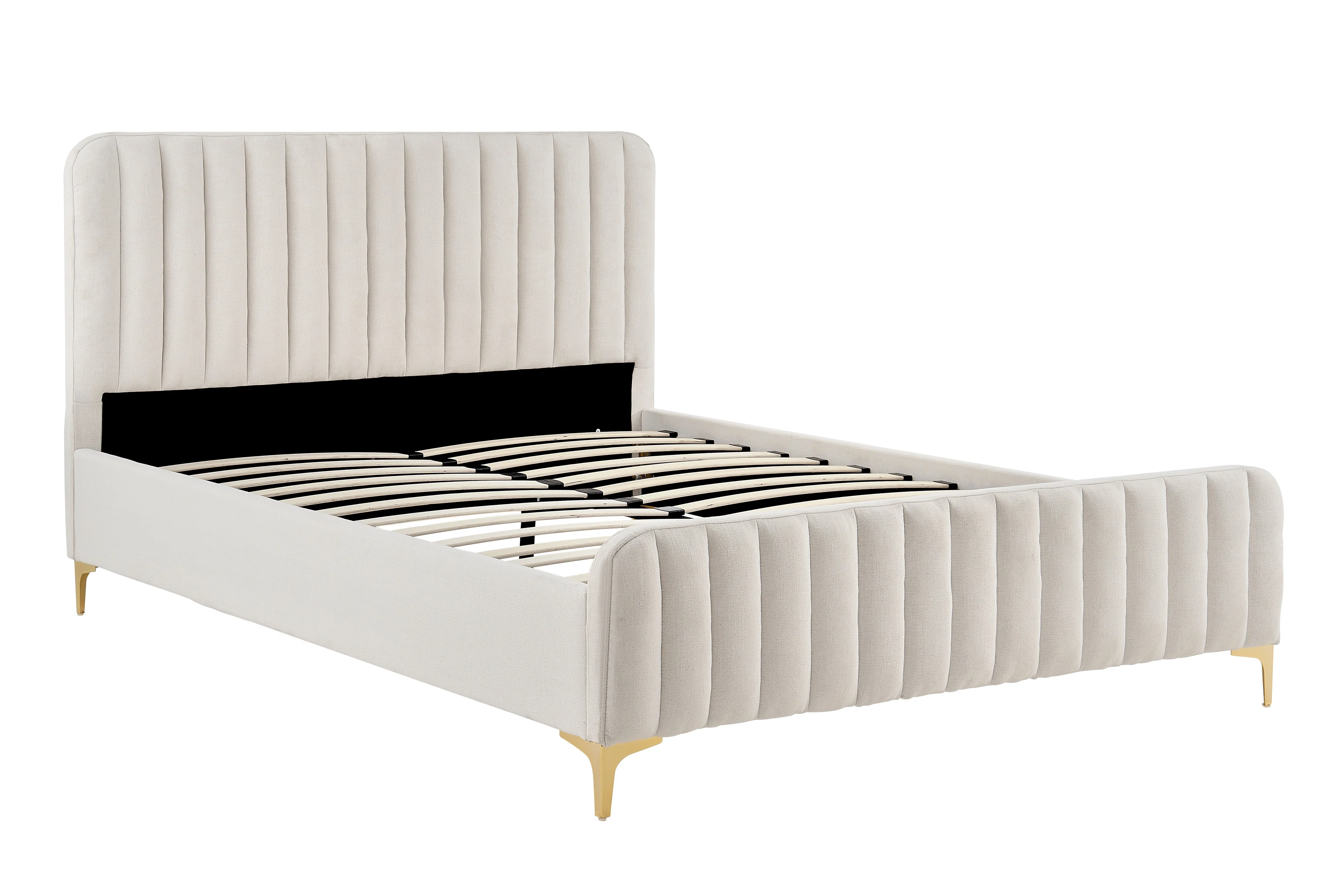 Shangri La Victoria Bed Frame Oatmeal King Upholstered - Image 2
