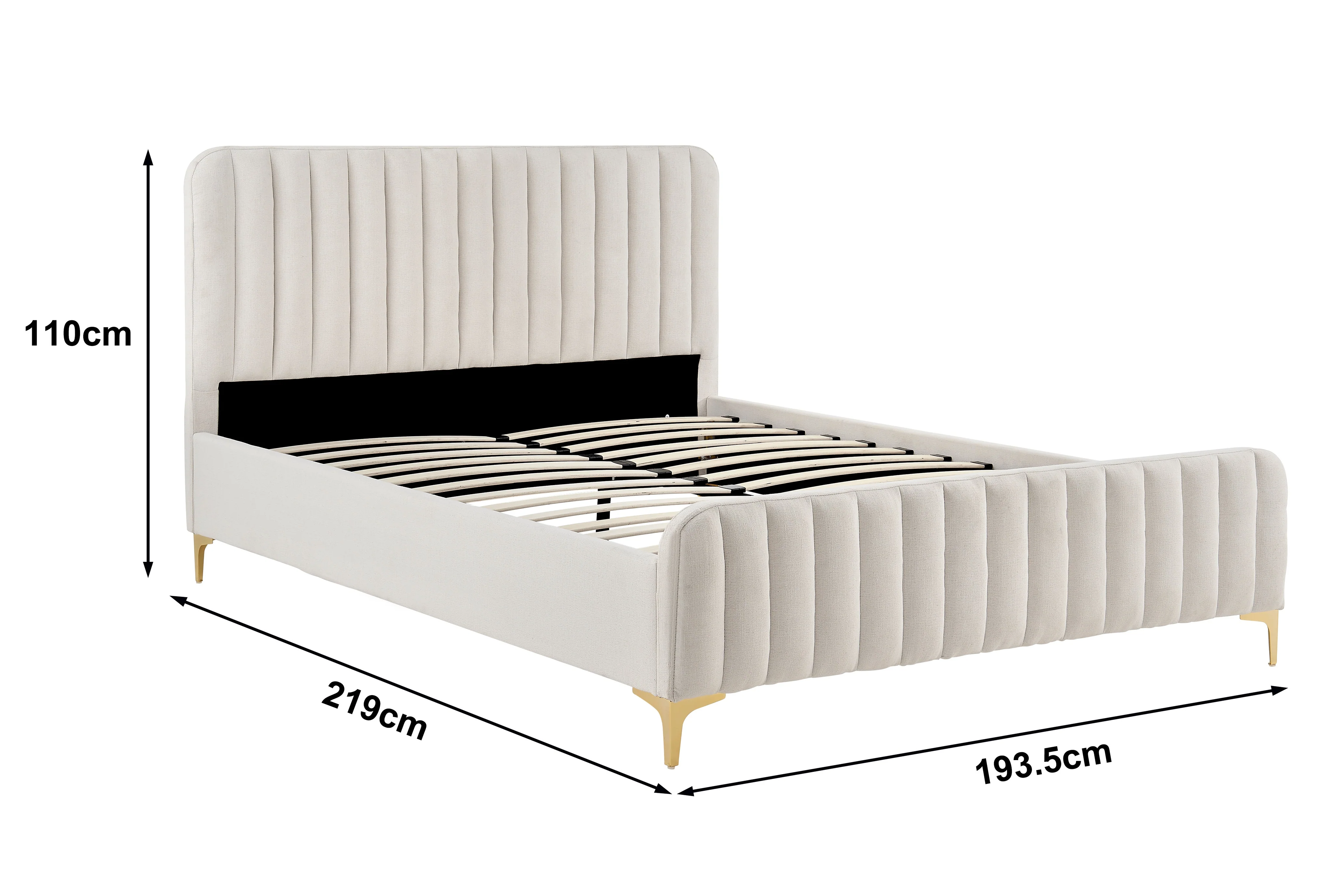 Shangri La Victoria Bed Frame Oatmeal King Upholstered - Image 5