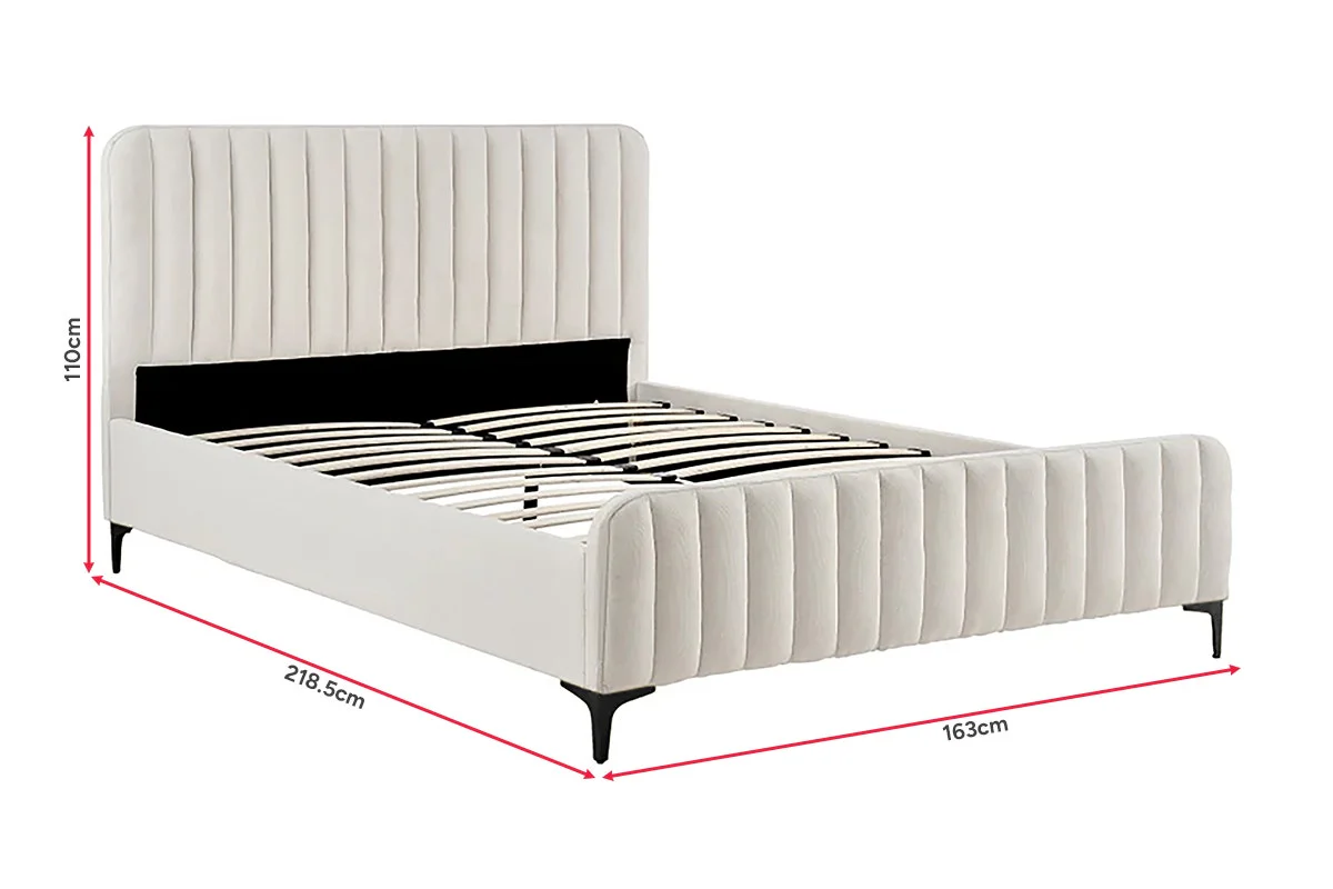 Shangri La Victoria Bed Frame Oatmeal Queen Upholstered - Image 5