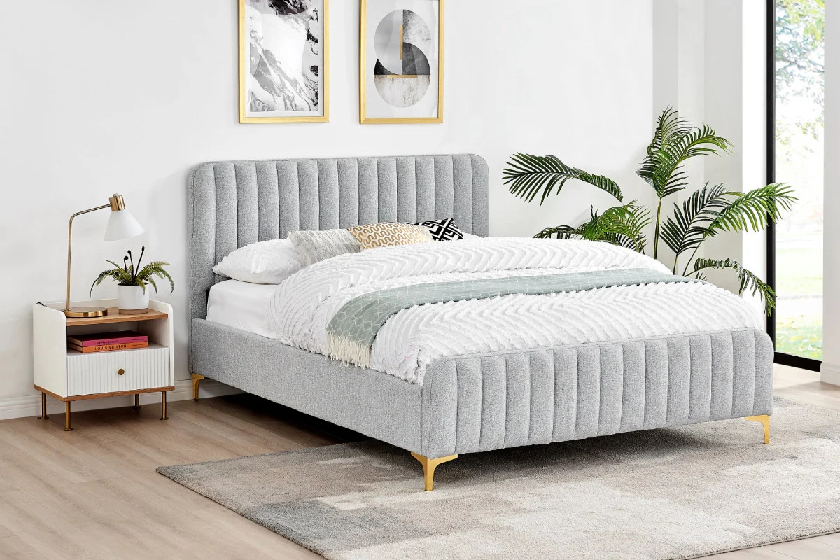 Shangri La Victoria Bed Frame Silver King Upholstered