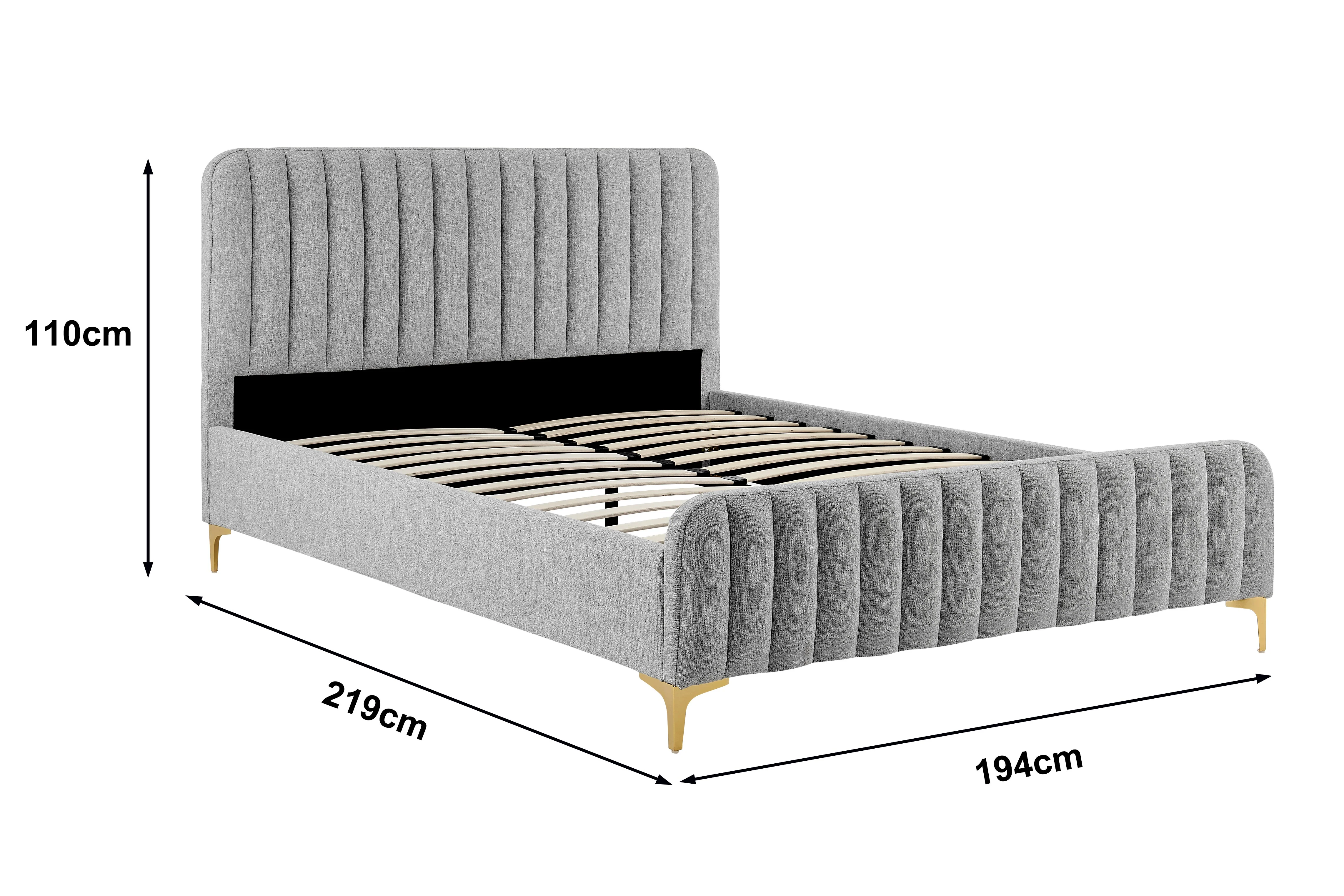 Shangri La Victoria Bed Frame Silver King Upholstered - Image 5