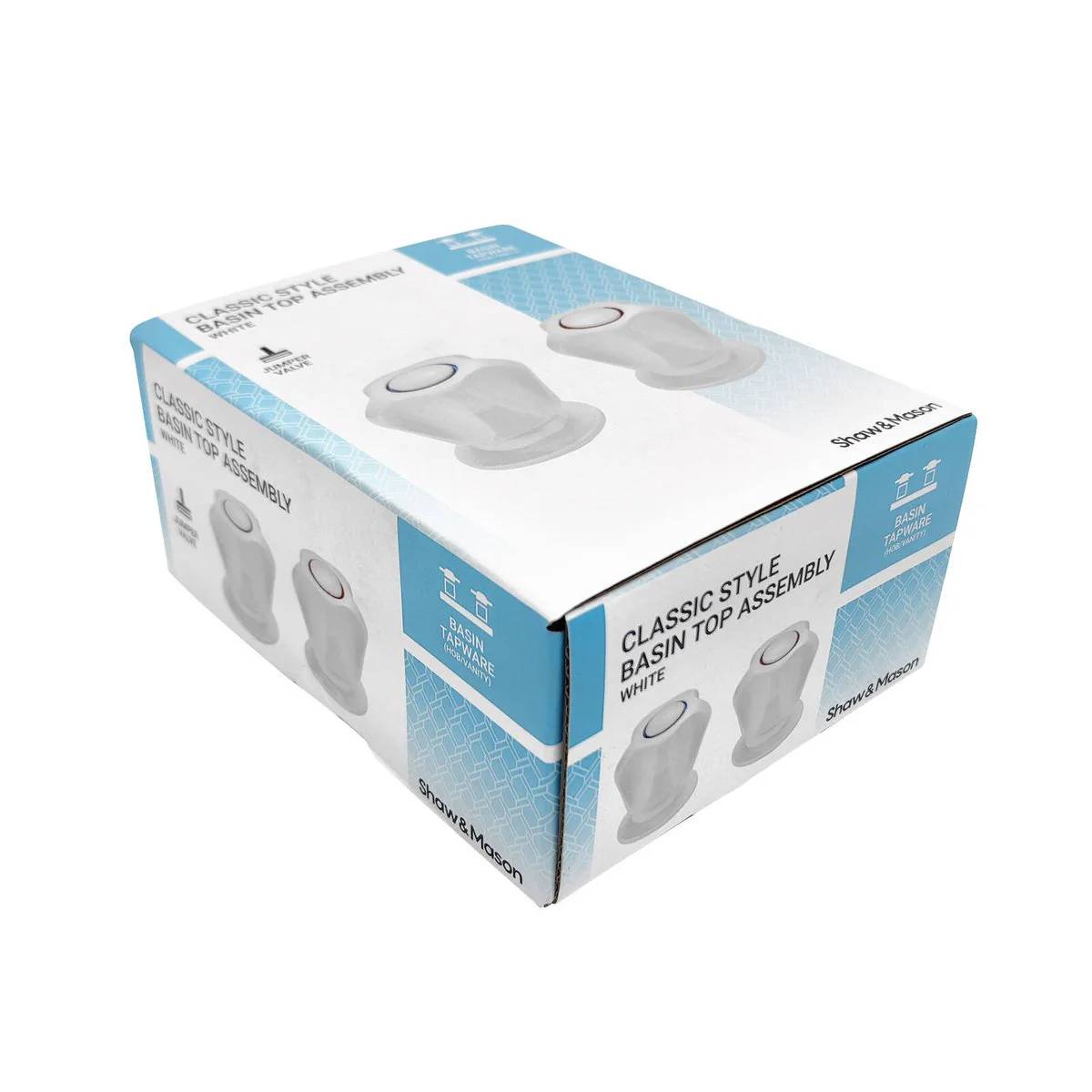 Shaw Mason Basin Top Assembly Pair - 160mm x 94mm x 60mm - White - Easy Install - Image 3