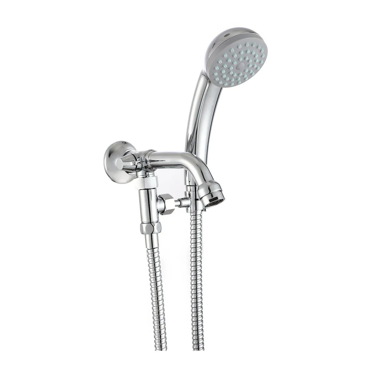 Shaw Mason Chrome Bath Spout with Diverter & Shower Kit - 1/2" BSP Connection - Adjustable Swivel Holder - 170mm x 180mm x 90mm