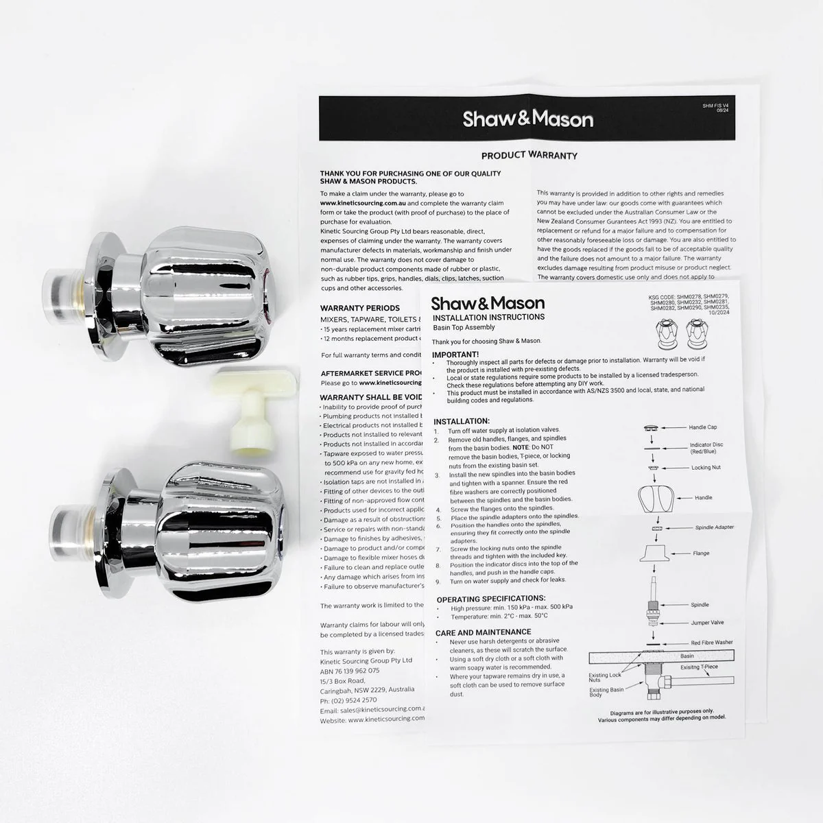 Shaw Mason Chrome Star Style Basin Top Assembly Pair - 140mm x 120mm - Easy Install - Image 2