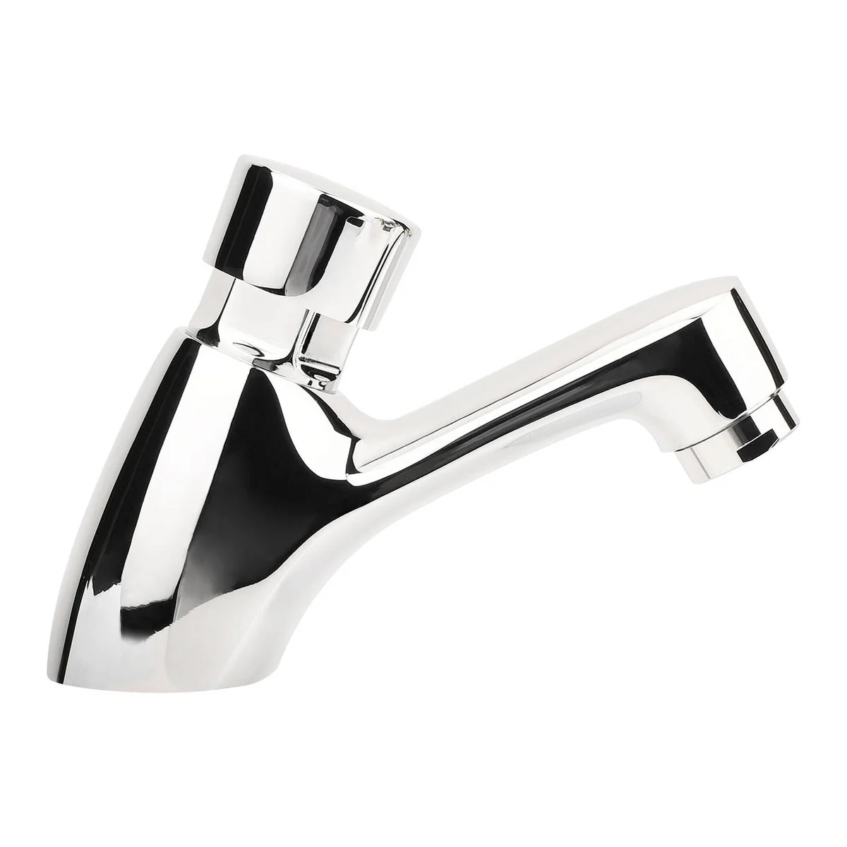 Shaw Mason Chrome Timed Push Button Basin Pillar Tap - 7 Sec Flow - 165mm x 155mm