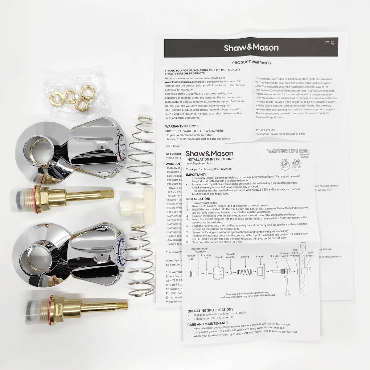 Shaw Mason Chrome Wall Top Assembly with Handle - 2 Pack - 120mm x 160mm - Easy Installation - Image 3