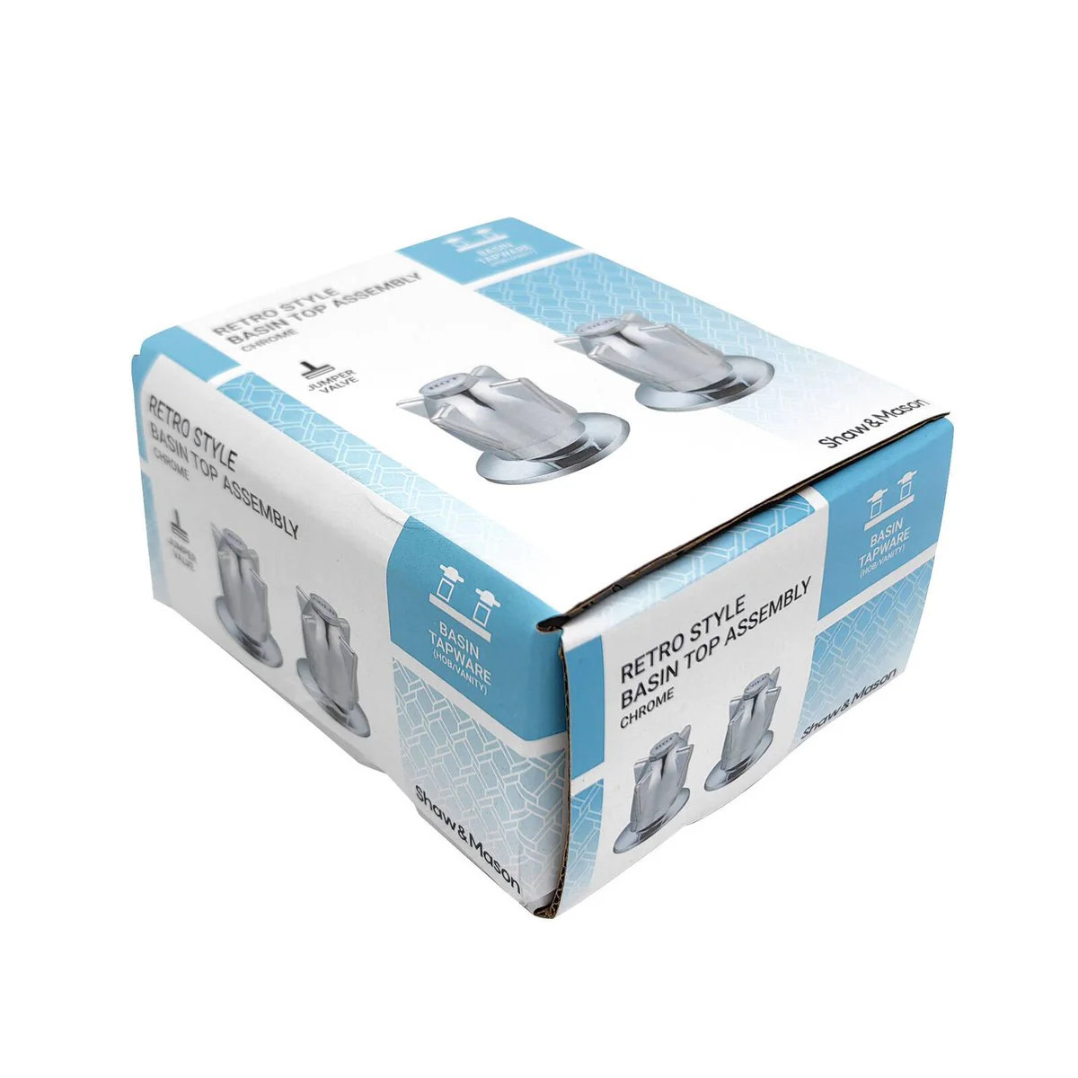 Shaw Mason Chrome Zinc Die Cast Handle Basin Top Assembly Pair - 110mm x 135mm - Durable & Easy to Install - Image 3