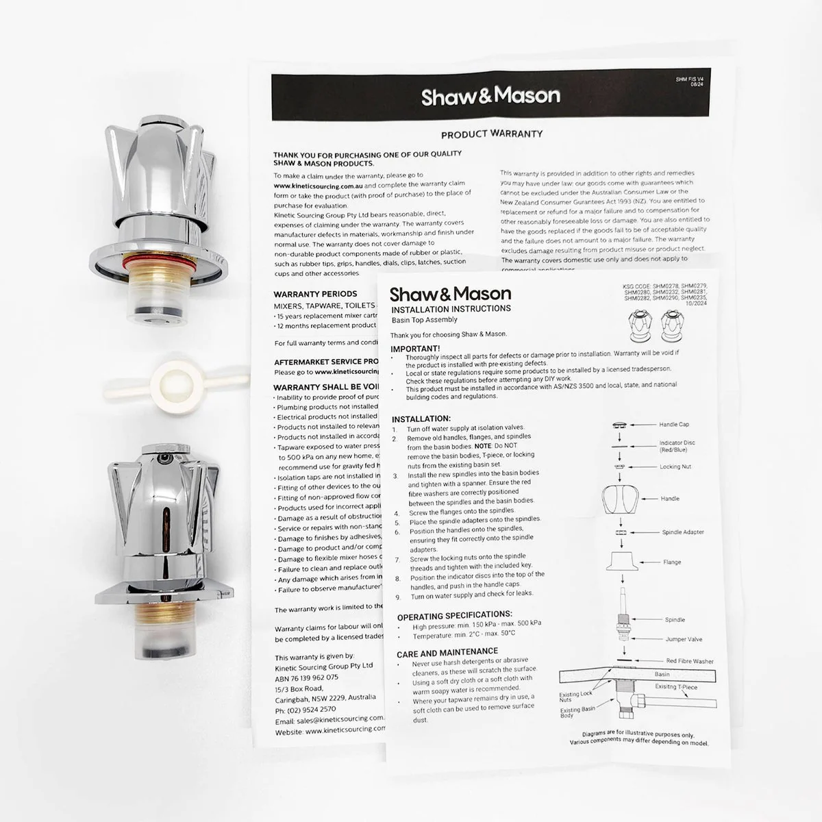 Shaw Mason Chrome Zinc Die Cast Handle Basin Top Assembly Pair - 110mm x 135mm - Durable & Easy to Install - Image 4