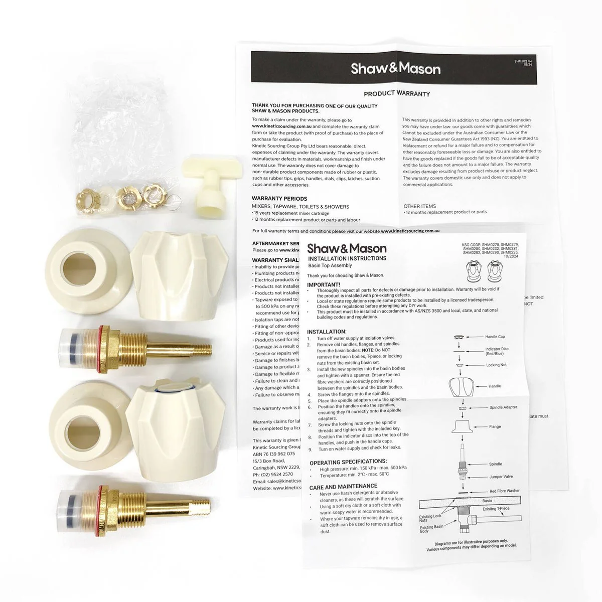 Shaw Mason Ivory Basin Top Assembly Pair - 160mm x 120mm - Easy Install - Image 3