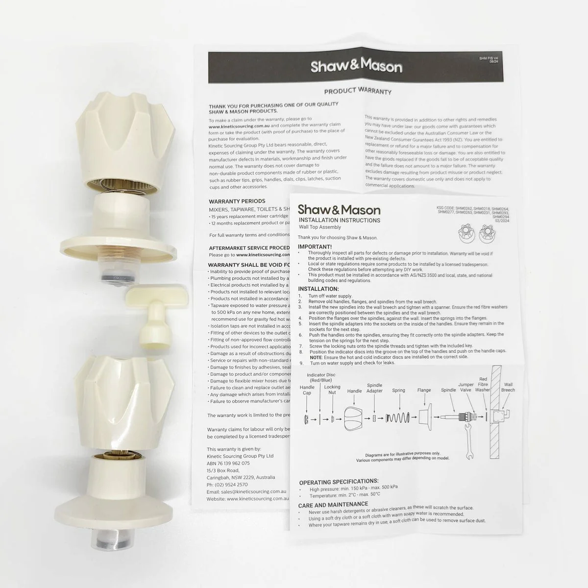 Shaw Mason Ivory Six Point Style Wall Top Assembly Pair - 65mm x 65mm x 108mm - Easy Installation - Image 2