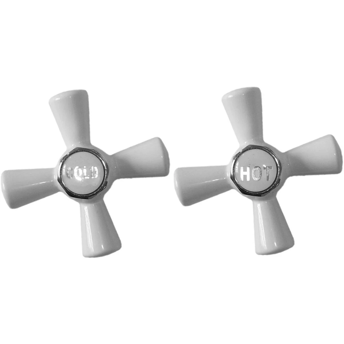 Shaw & Mason White Easy Clean Cross Tap Handles Pair Brass 165mm