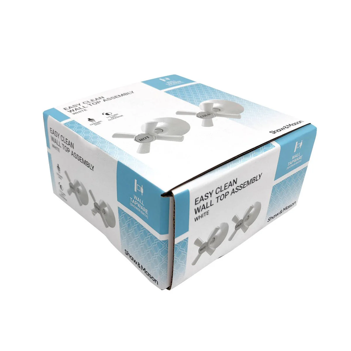 Shaw Mason White Wall Top Assembly Pair - 1/2 Turn - Easy Clean - 167mm x 67mm x 117mm - Image 3