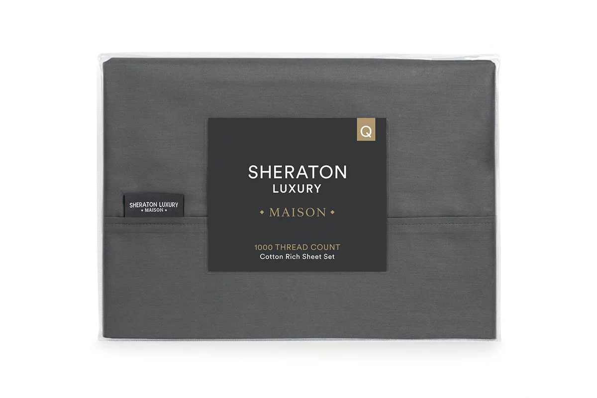 Sheraton Luxury 1000TC Cotton Rich Bed Sheet Set Fossil King - Image 4