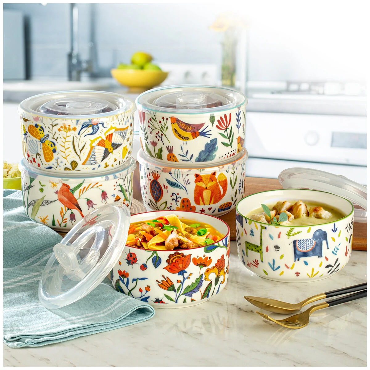 Signature Housewares Microwaveable Airtight Bowls With Lids 6 Piece Set - Image 10