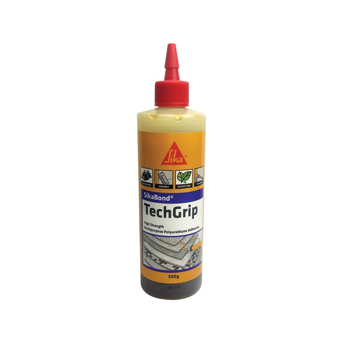 Sika 500g Sikabond Techgrip Polyurethane Adhesive - High Strength - Waterproof - Paintable