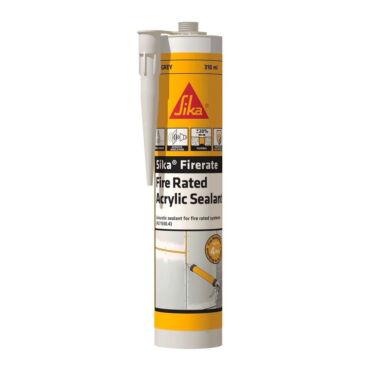 Sika Firerate Acrylic Sealant 310ml Grey Fire Resistance Weatherproof