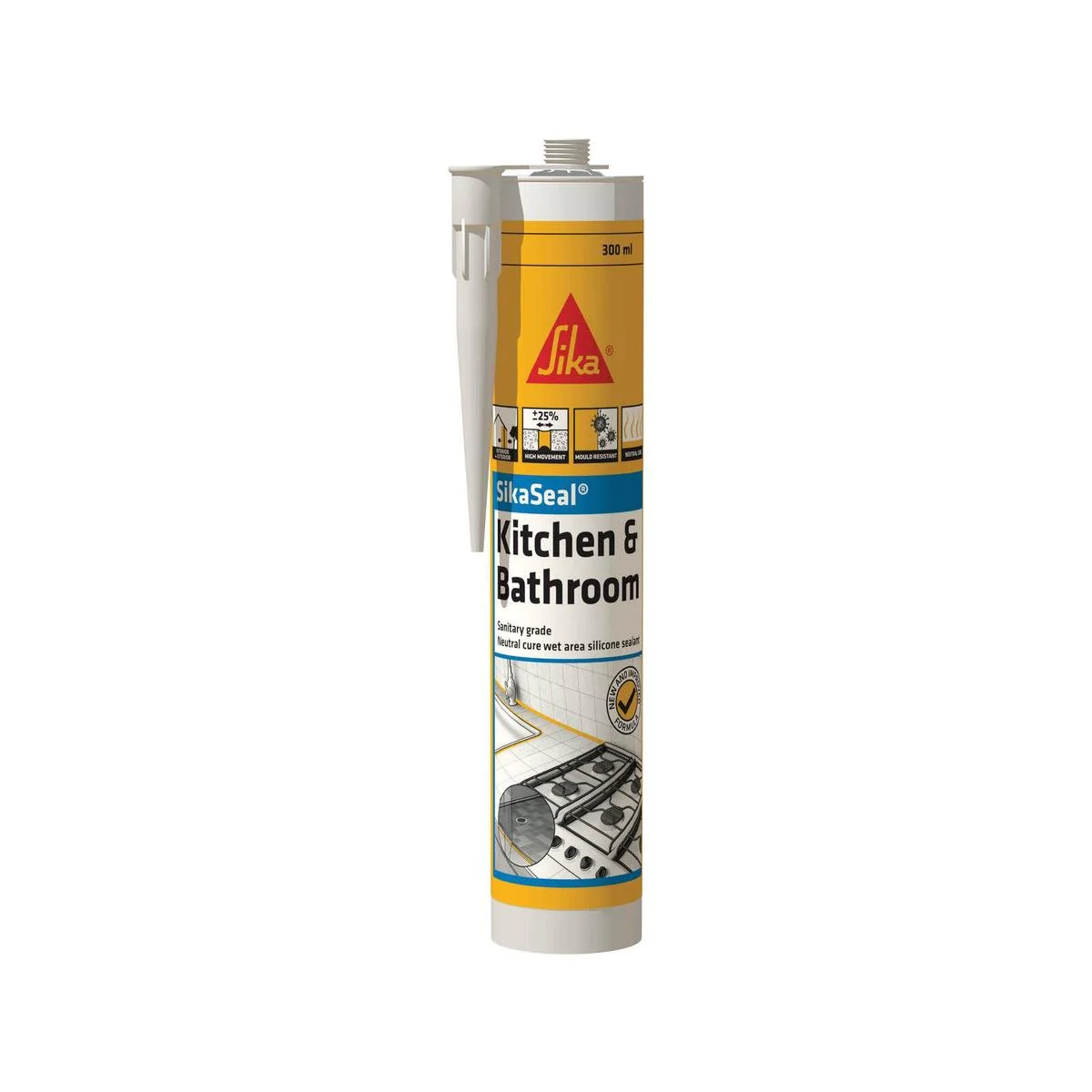 Sika Off White Sikaseal Silicone Sealant 300ml Mould Resistant Waterproof