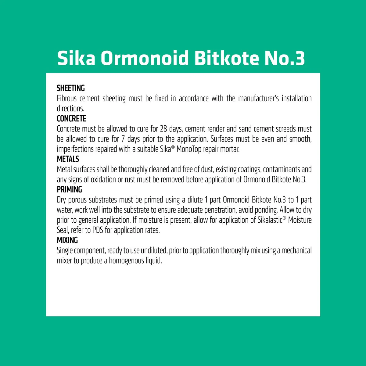 Sika Ormonoid Bitkote No 3 Waterproof Compound 1L - Water Based - Fast Drying - Image 4