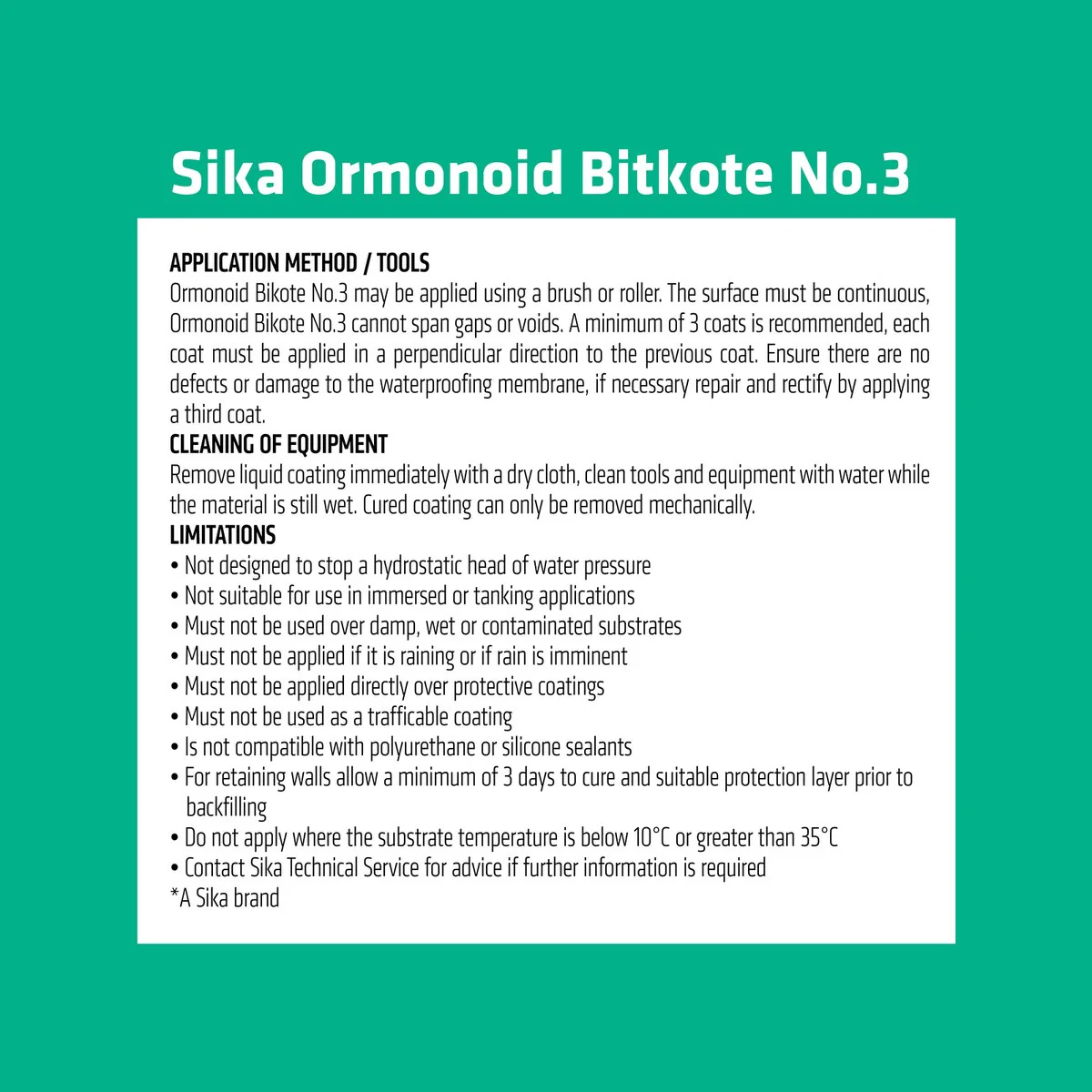 Sika Ormonoid Bitkote No 3 Waterproof Compound 1L - Water Based - Fast Drying - Image 5