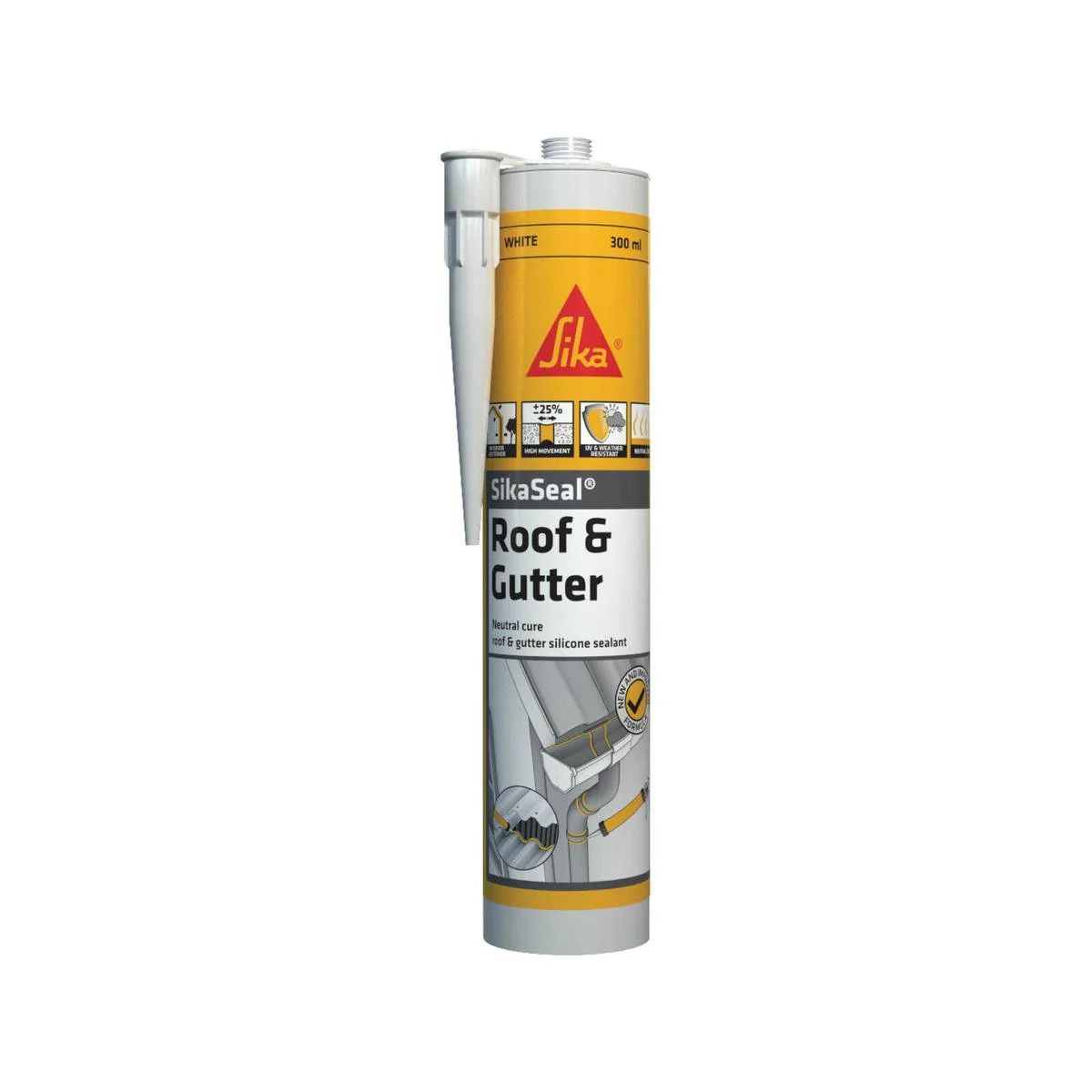 Sika Sikaseal Roof & Gutter - 300ml - Silicone - Waterproof Sealant