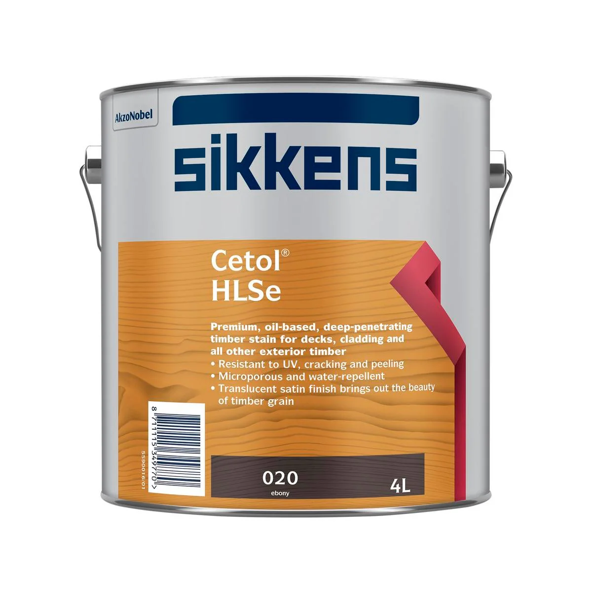 Sikkens 4L Cetol Hlse Timber Finish - Ebony - Oil-Based - 4kg - UV Resistant