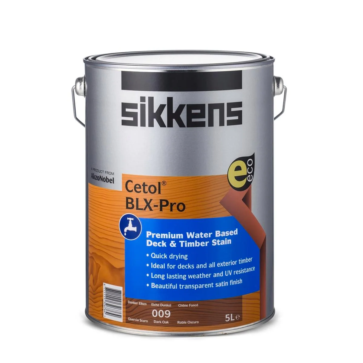 Sikkens 5L Dark Oak Timber Stain - Water Based - Quick Drying - UV Resistant
