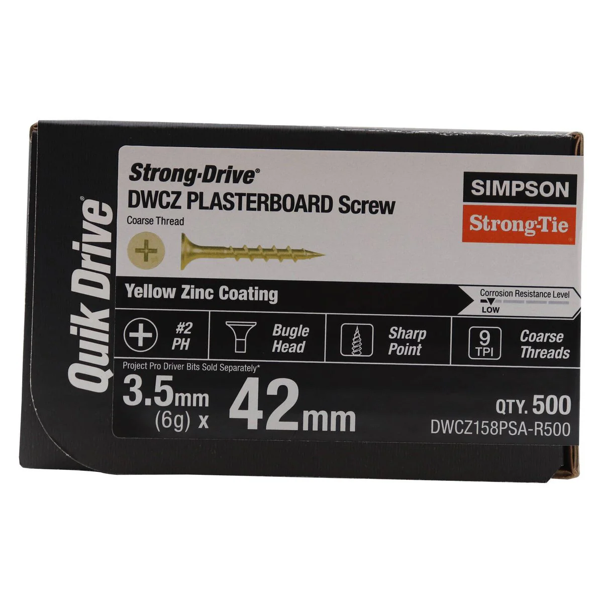 Simpson Strong Tie Collated Plaster Screw 6g x 42mm - 500 Pack - Zinc Yellow - Image 2