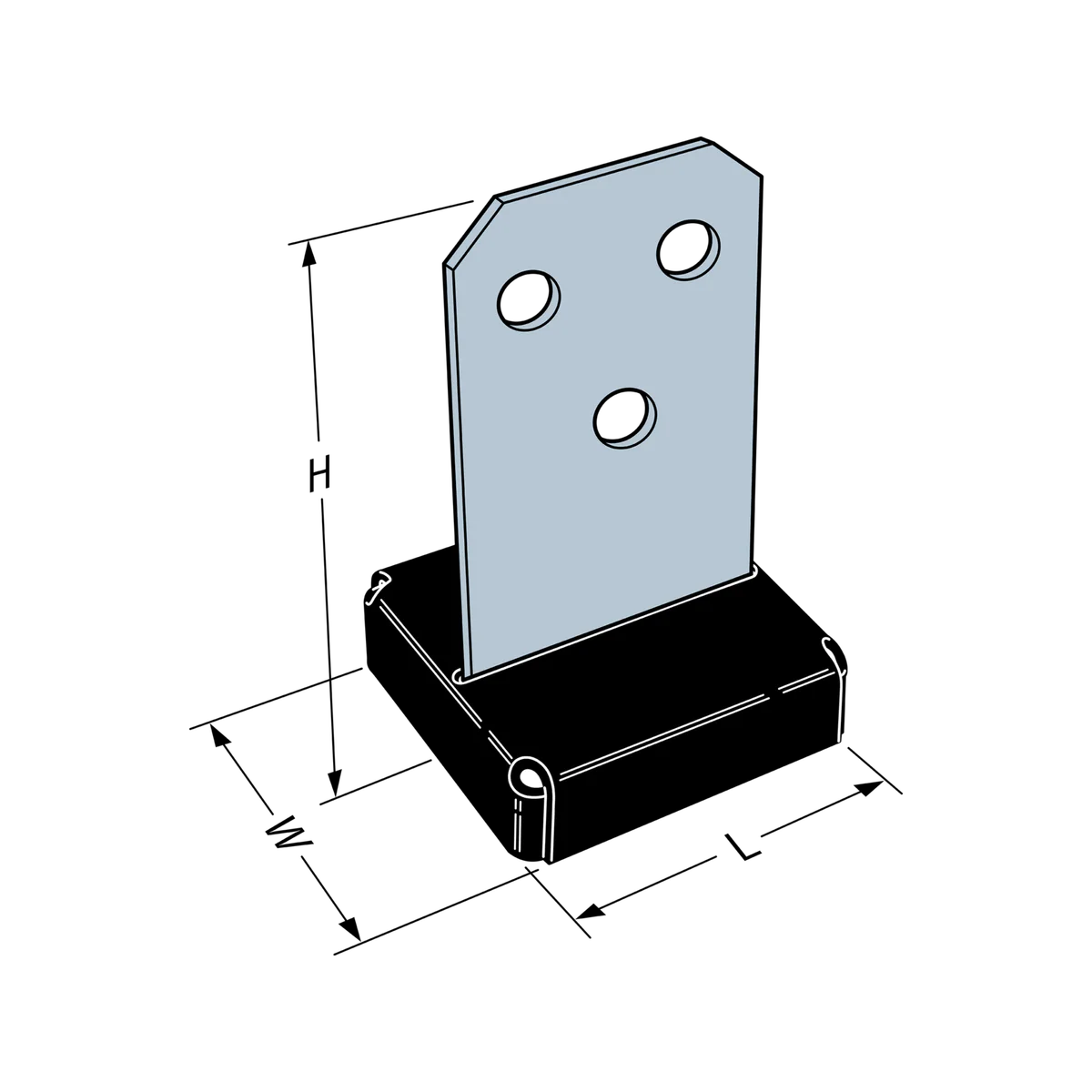 Simpson Strong-Tie Concealed Post Base - 90mm - Carbon Steel - ZMAX Galvanised - Image 2