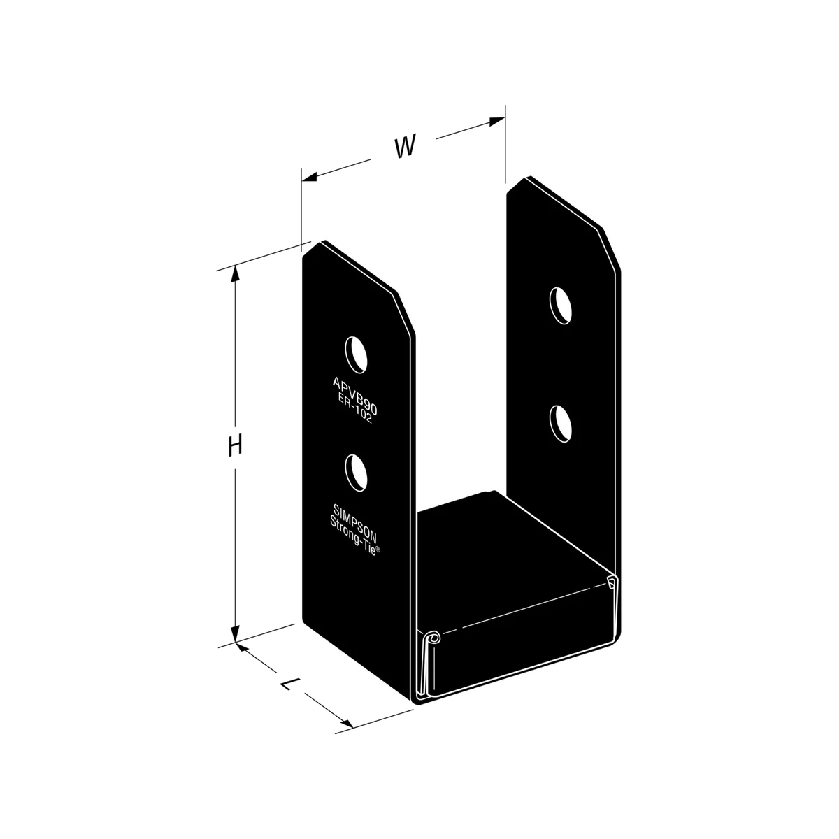 Simpson Strong Tie Post Base - 90 x 90mm - Black - 25mm Standoff Height - Image 2