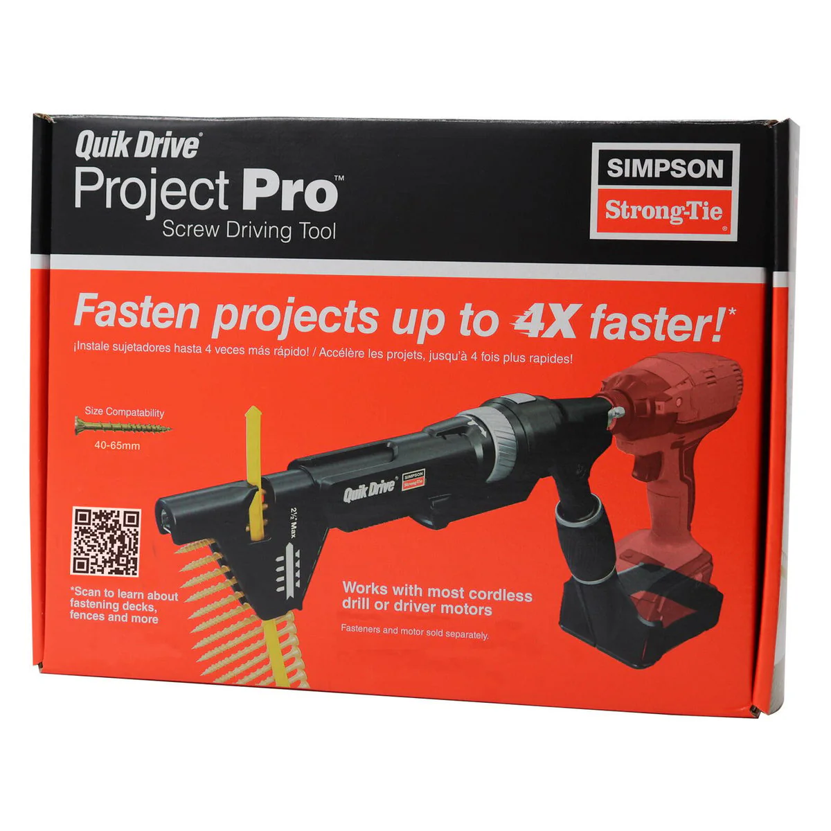 Simpson Strong-Tie Quik Drive Project Pro Auto Feed Screw Attachment - 40mm to 65mm - Lightweight - Auto-Feed Technology
