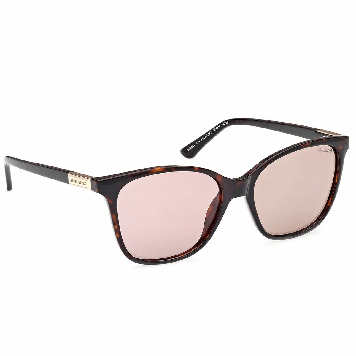 Skechers SE6361 01D Women’s Square Polarised Sunglasses Shiny Black Smoke - Image 2