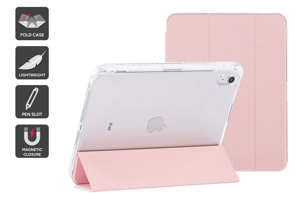Slim Folio Stand Case for iPad A16 10th 11th Gen Pink