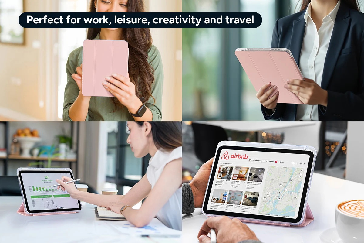 Slim Folio Stand Case for iPad A16 10th 11th Gen Pink - Image 8