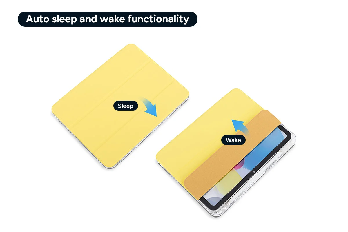 Slim Folio Stand Case for iPad A16 10th 11th Gen Yellow - Image 3