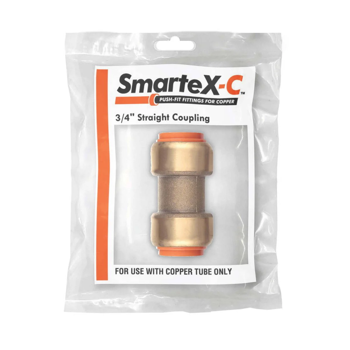 Smartex Copper 20mm Straight Coupling - Pack of 1 - Lead Free Brass - Push-Fit - Image 2
