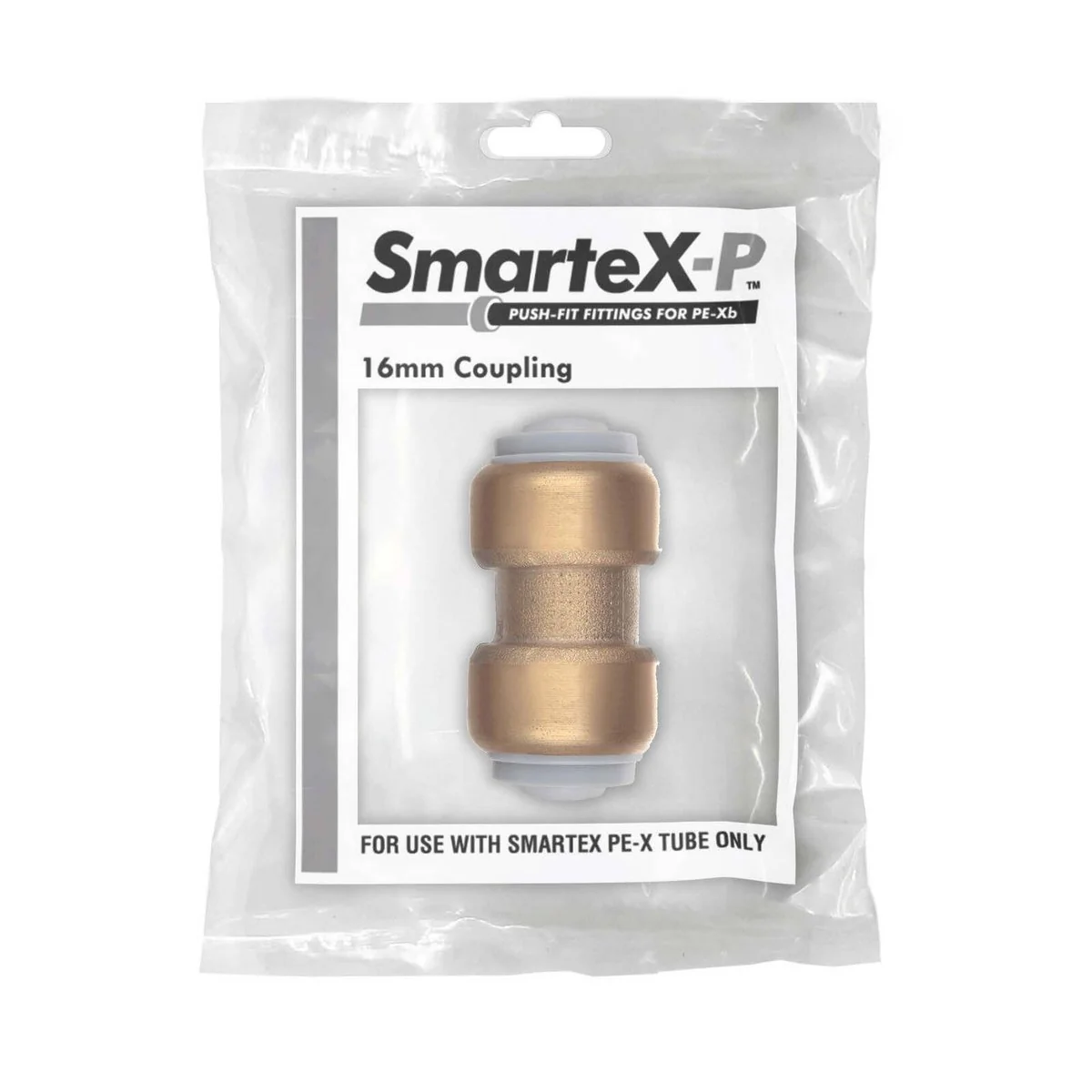 Smartex Pex 16mm Straight Coupling - Lead Free Brass - Push-Fit - 1 Pack - Image 2