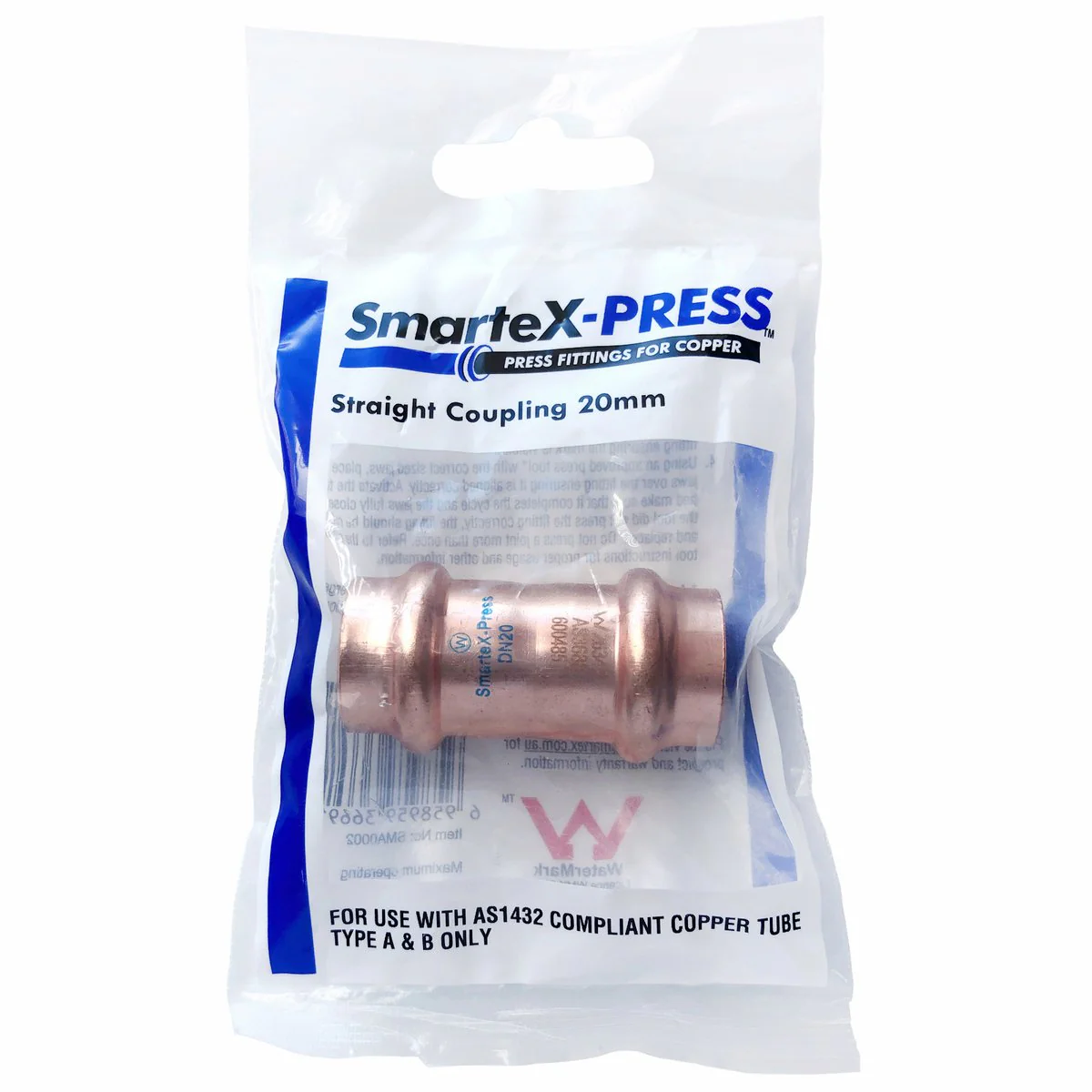 SmarteX-PRESS Straight Coupling - 20mm - Copper - Flame-Free Installation - Image 2