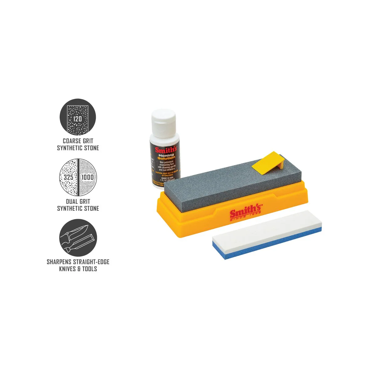 Smith S Combination Bench Stone Kit - 5" Medium & 4" Dual Grit Stones - Honing Solution Included - Image 3