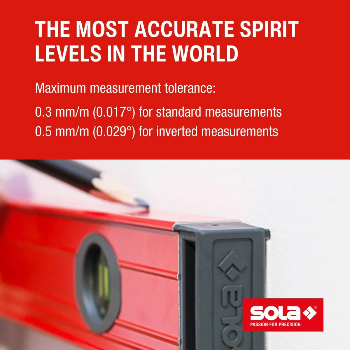 Sola Spirit Level 40cm Red - Precision Measurement Tool - Durable Aluminum - Image 5