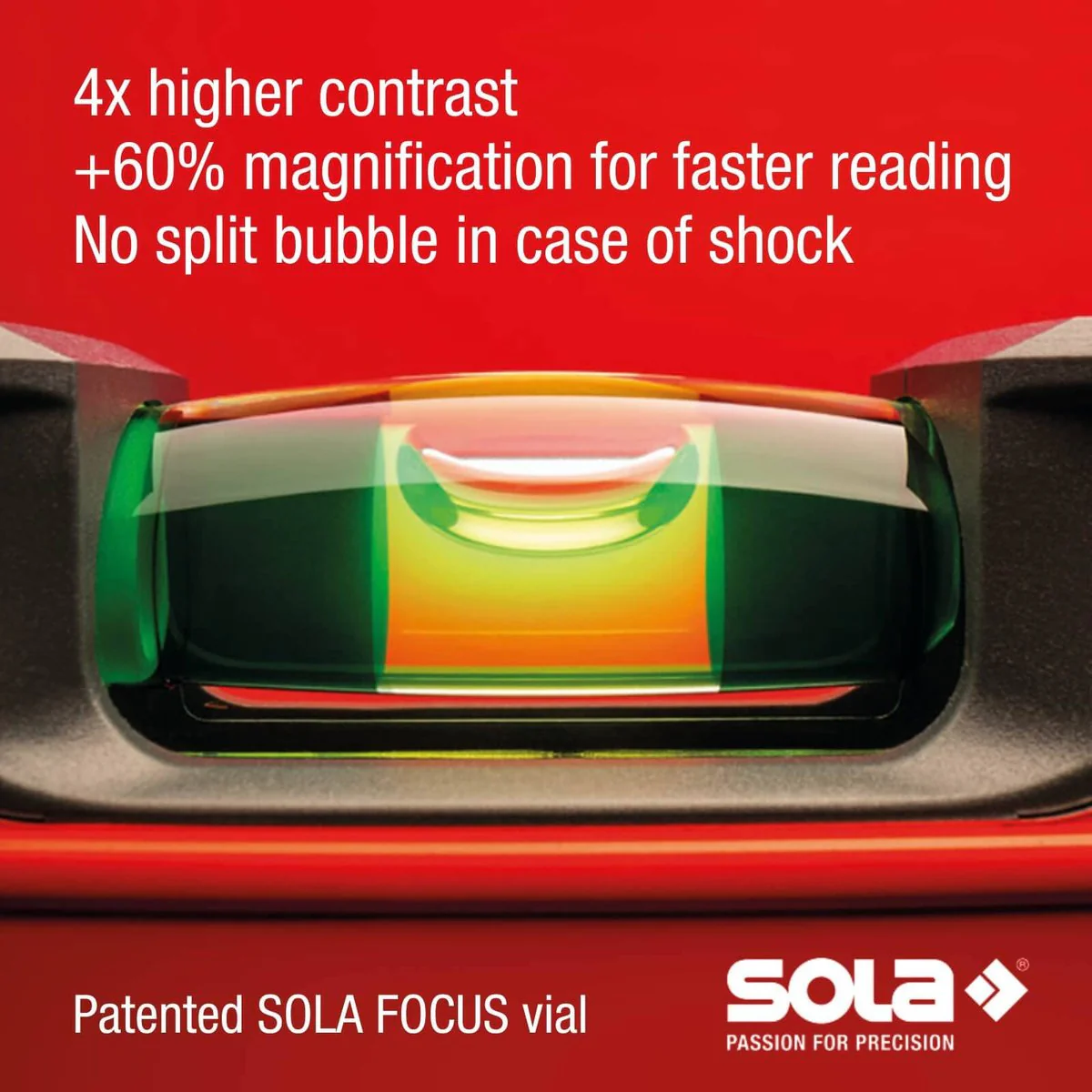 Sola Spirit Level 80cm Red - 3 Patented Vials - Precision Measuring Tool - Image 3