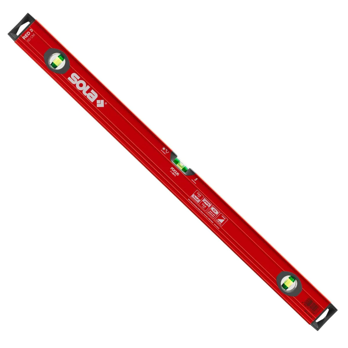 Sola Spirit Level Red 60cm 3 Vials - Precision Measurement Tool - Durable Design