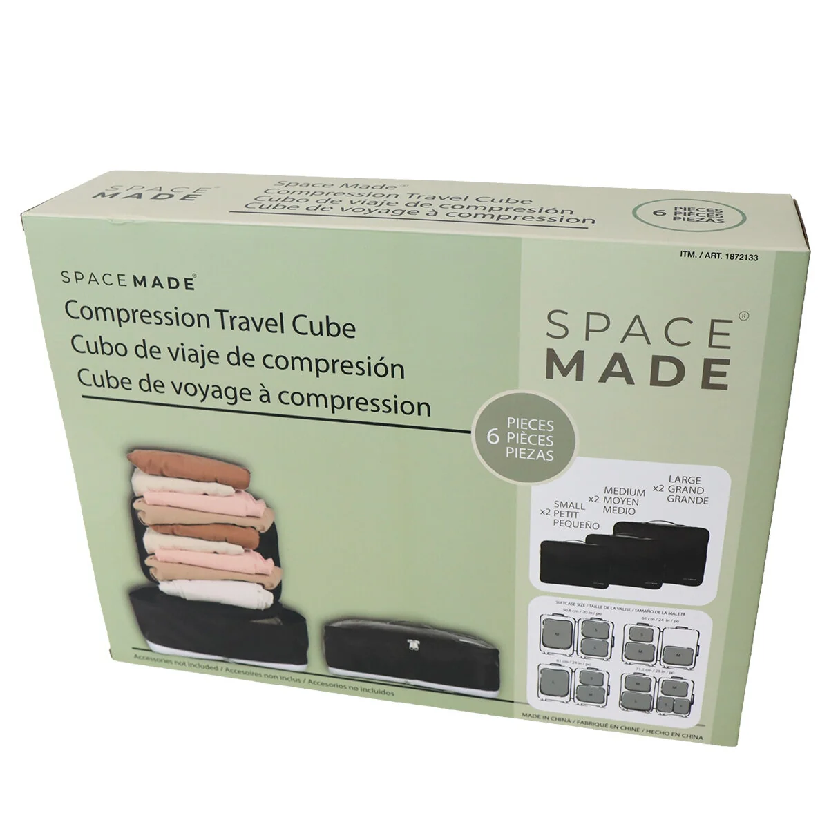 SpaceMade Compression Travel Cube Set 6pc Black Nylon Mesh Durable 81201 - Image 11